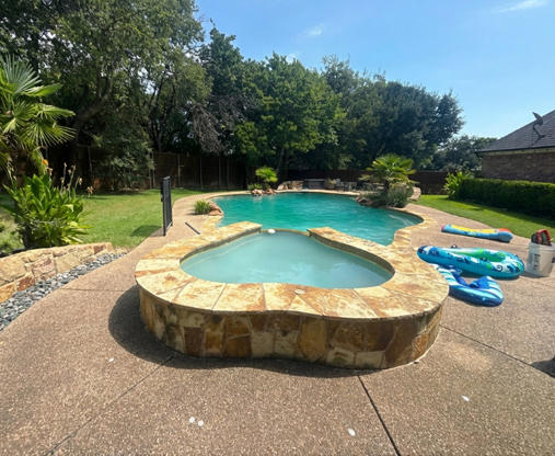 Traditional swimming pool before AI-based remodeling visualization