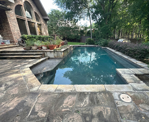 Pool structure before renovation and visual redesign