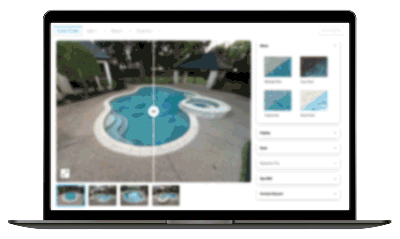 AI-generated before and after pool design comparison